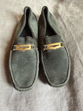 Prada forest green driving shoes